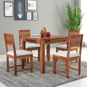 WOOD AFFAIR Premium Dining Room Wooden Dining set with 4 Chairs Solid Wood 4 Seater Dining Table