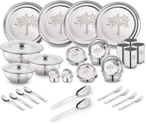 क्लासिक एसेंशियल्स Dinner Set|Serves 4 People|Heavy Gauge|Kitchen Set|Permanent Laser-Vriksha 36 का पैक डिनर सेट