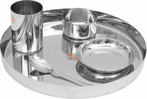 विनोद Dinner Set, 5-Piece, Service for 1, Silver, V.Thali Set ( Khum 1) 14 5 का पैक डिनर सेट