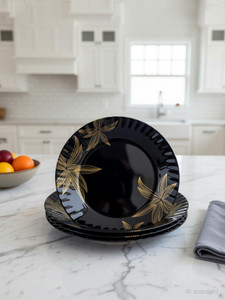 Radhe 84-Piece Melamine Dinner Set Black Pack of 84 - Image 6