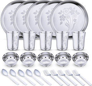 LIMETRO STEEL Pack of 25 Stainless Steel Dinner Set