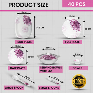 Hamlay Pack of 40 Melamin Dahlia Dinner Set