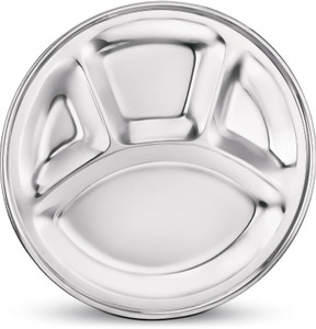 क्लासिक एसेंशियल्स Round Lunch Dinner Plate, Bhojan Thali 4 in 1 Compartments डिनर सेट