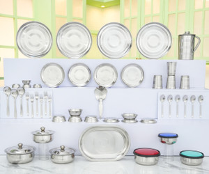 KIARAA Pack of 51 Stainless Steel Dinner Set Price in India Buy KIARAA  Pack of 51 Stainless Steel Dinner Set online at