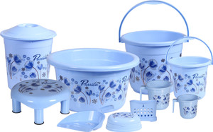 Goodwill Tech Classic Bath Set 22L Tub, 20L/5L Bucket, 11L Dustbin and pan, Patlo, 1.5L/1L Mug Plastic Bathroom Set
