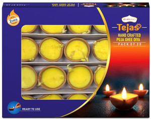 Shubhkart Tejas Handcrafted Puja Ghee Mitti for Puja, Diwali & Other Rituals - 20N Terracotta Table Diya Set