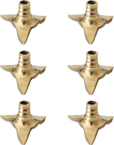 EAC Brass Wick Holder for Pooja Diya, Batti Holder Brass (Pack of 6) Table Diya Set
