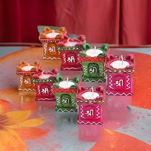 Flipkart SmartBuy Tulsi Diya Diwali Decoration Item Terracotta Set Of 8 Diya For Diwali Decoration Terracotta (Pack of 2) Table Diya Set