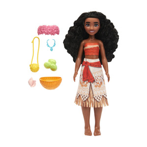 DISNEY PRINCESS Island Adventure Moana Fashion Doll & 6 Accessories, Removable Outfit