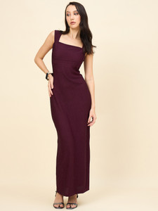 AAYU Women Bodycon Purple Maxi/Full Length Dress