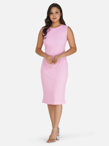 SoftAndSoothe Women Bodycon Pink Below Knee Dress