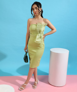 CAMPUS SUTRA Women Bodycon Light Green Below Knee Dress