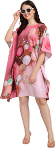 METRONAUT Women Kaftan Pink, Multicolor Midi/Calf Length Dress