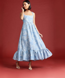 all about you Women Maxi Blue Full Length Dress