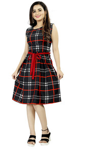 tanvi creation Women Skater Black Knee Length Dress