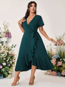 FABIUM Women Wrap Dark Blue Midi/Calf Length Dress