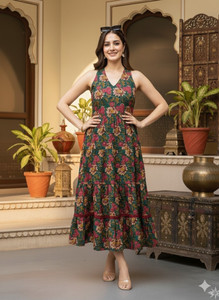 Shrivani Women A-line Multicolor Midi/Calf Length Dress