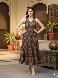 Shrivani Women A-line Multicolor Midi/Calf Length Dress