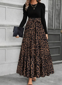 amorluxe Women Maxi Black, Brown Full Length Dress