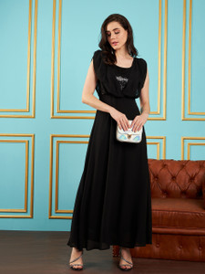 SASSAFRAS Women Maxi Black Full Length Dress