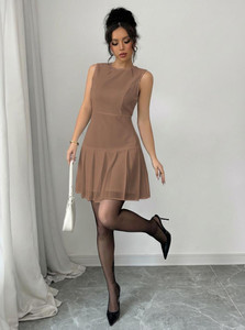 Leriya Fashion Women Fit and Flare Brown Above Knee/Mid Thigh Length Dress