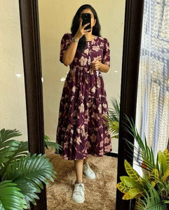 Diyansh Creations Women Fit and Flare Purple Midi/Calf Length Dress