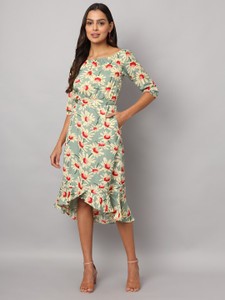 BRINNS Women Asymmetric Multicolor Knee Length Dress
