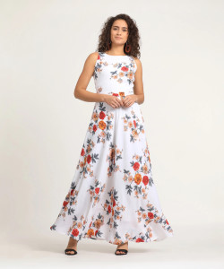 Tokyo Talkies Women Maxi White Full Length Dress