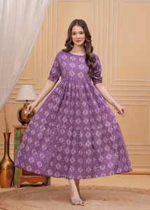Malia Fashion Women Fit and Flare Purple Maxi/Full Length Dress