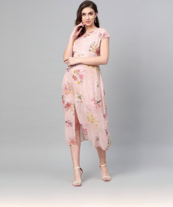 SASSAFRAS Women A-line Multicolor Midi/Calf Length Dress