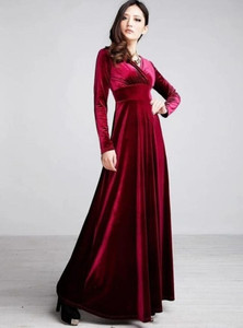 WestCHIC Women Fit and Flare Maroon Maxi/Full Length Dress