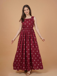 Daevish Women Fit and Flare Multicolor Midi/Calf Length Dress