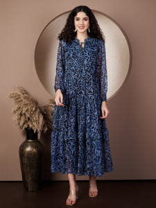 Fbella Women Maxi Blue Full Length Dress
