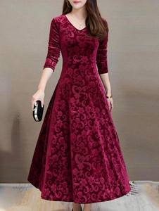 ARSH LIFESTYLE Women A-line Maroon Maxi/Full Length Dress