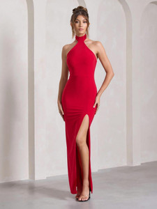 Traquila Women Bodycon Red Maxi/Full Length Dress