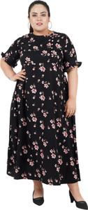 indietoga Women Fit and Flare Black Maxi/Full Length Dress