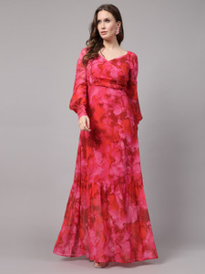 AAYU Women Maxi Red Full Length Dress