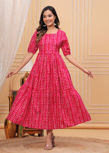 Malia Fashion Women Fit and Flare Red Maxi/Full Length Dress