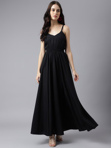 Trymisfit Women A-line Black Maxi/Full Length Dress