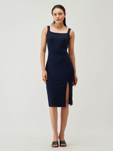 AASK Women Bodycon Dark Blue Knee Length Dress