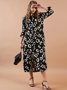 Freehand Women Shirt Black Maxi/Full Length Dress