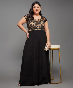 Miss Chase Women Maxi Black Full Length Dress
