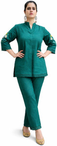 A2 CLOTH Women Two Piece Dress Green Above Knee/Mid Thigh Length Dress