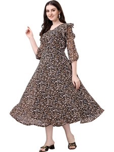 Fashion2wear Women Fit and Flare Multicolor Maxi/Full Length Dress