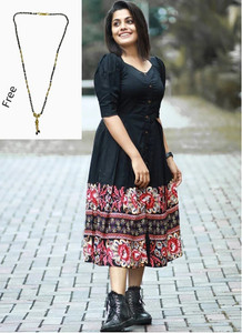 Ethniclook Women Fit and Flare Multicolor Midi/Calf Length Dress