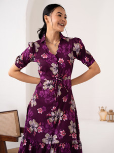 AASK Women Fit and Flare Multicolor Knee Length Dress