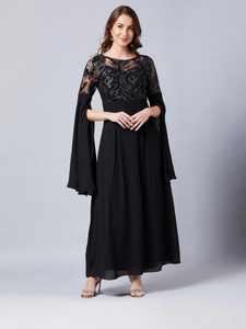 ATHENA Women A-line Black Maxi/Full Length Dress