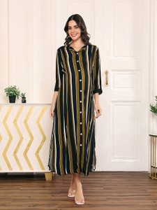 MomToBe Women A-line Multicolor Midi/Calf Length Dress