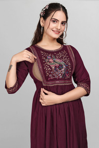 sheladiya Women Fit and Flare Purple Below Knee Dress