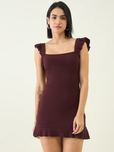 AAYU Women Bodycon Purple Mini/Short Dress